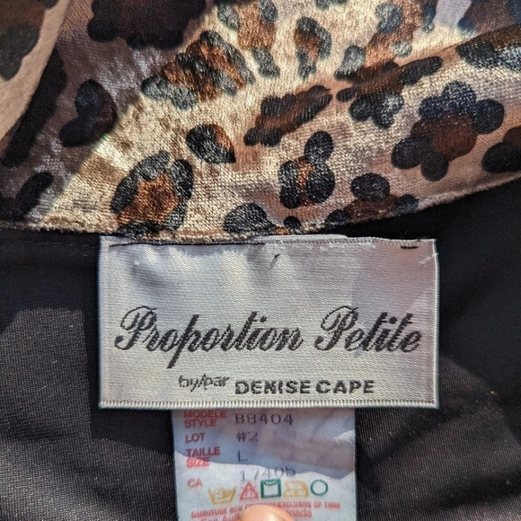 Vintage Velour Style Black Sweater with Leopard Neck Collar and 1/4 Gold Zip - L - Picture 3 of 6